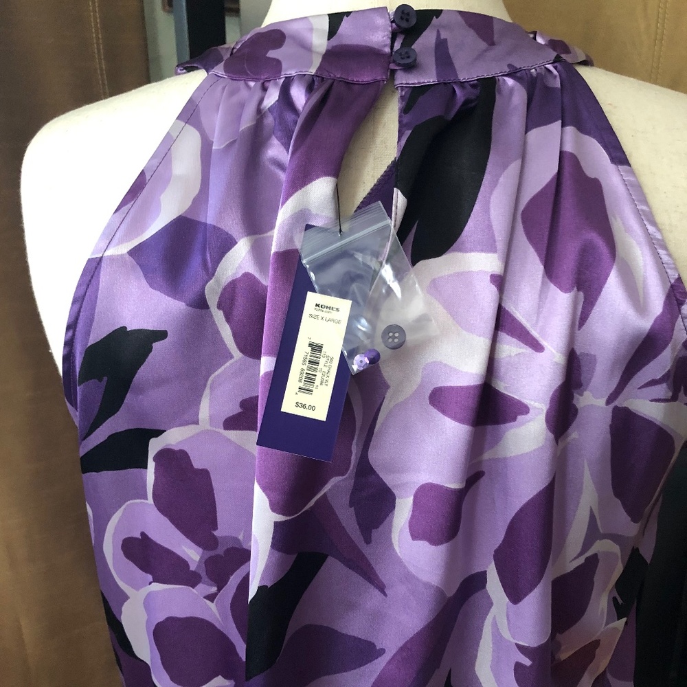 Apt.9 Purple Floral Print Sequins Tank Blouse - Picture 6 of 10